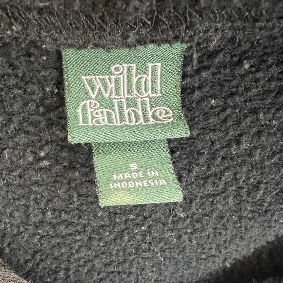 Wild Fable Cropped Hoodie Women's Sz Small Black Drawstring Raw Hem Cotton Blend - Picture 6 of 7